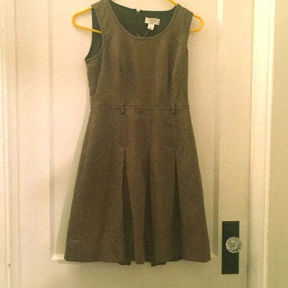 Ann Taylor Loft Petite Tweed Wool Blend Pleated Sleeveless Jumper Dress 00P - Picture 3 of 5